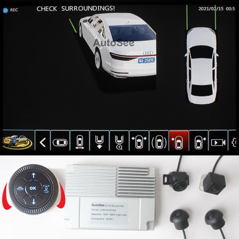 12 kinds of view mode,  3D Key-King 360 degree Car bird eye AVM around view 4 way camera DVR 1080P ► Photo 1/6