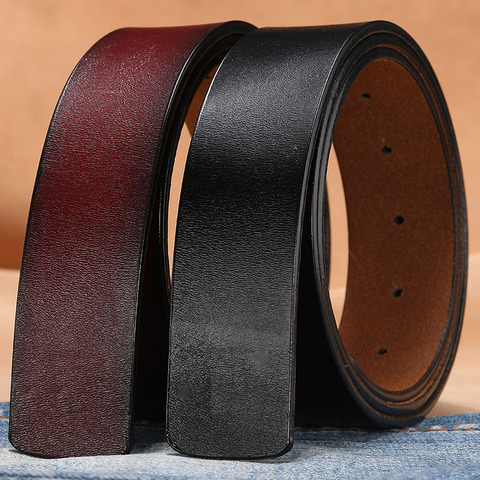 NEW Cowhide Belt No Buckle for Smooth Buckle Belts Strap 3.8cm Width withouth Buckle Real Genuine Leather Belts with Round Holes ► Photo 1/6