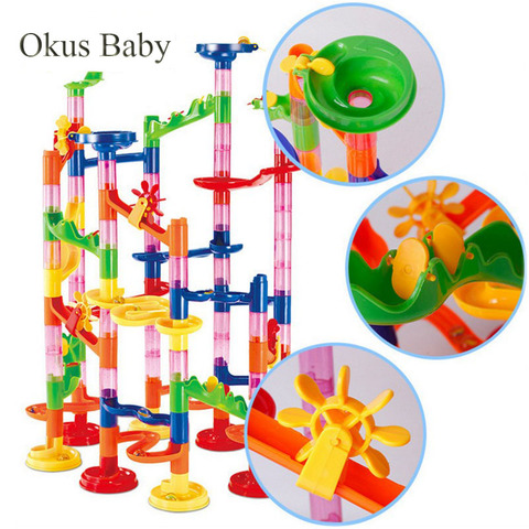 109pcs Set DIY Construction Marble Run Race Track Building Blocks Kids 3D Maze Ball Roll Toys Children Christmas Gift ► Photo 1/6