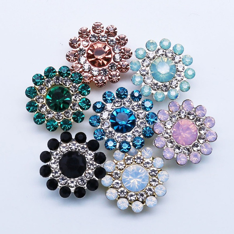 10PCS Flower-shaped Rhinestone Buttons Sparkling Crystal Glass Stone Craft Buttons DIY Clothes Decoration Sewing Accessories ► Photo 1/1