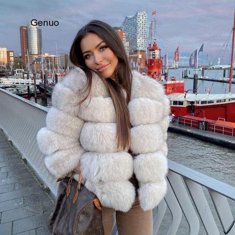 Women Warm Faux Fox Fur Coat Short Winter Fur Jacket Outerwear Blue Fake Fox Fur Coats for Women 2022 New Arrival Hot Promotion ► Photo 1/5