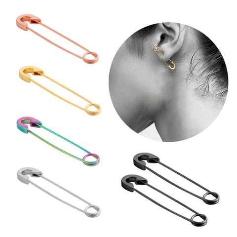 Stainless Steel Punk Pin Earrings Unique Design Paperclip Safety Steel Stud Fashion Earrings Elegant Women Man  Rock Piercing Ma ► Photo 1/6