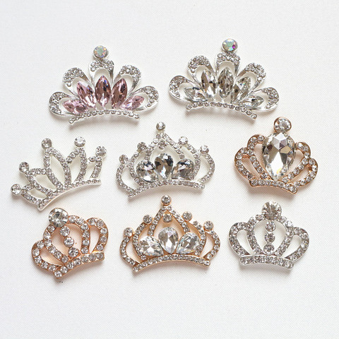 5Pcs Rhinestone Crown Embellishments Flatback Buttons Crowns Hair Bowknot Flower Wedding Decoration DIY Craft Supplies ► Photo 1/6