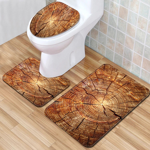 Tree Wheel Bath Mats Bathroom 3pcs/lot Water Absorption Toilet Rugs Set In Toilet Mat for Home Decor Anti Slip Doormat Carpet ► Photo 1/6