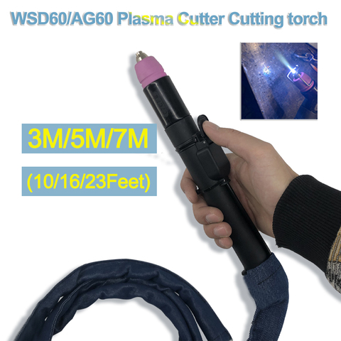 Plasma Torch AG60 WSD60 Plasma Cutter Cutting  Torch Pilot Arc 3/5/7M CUT 18mm Black straight ► Photo 1/6