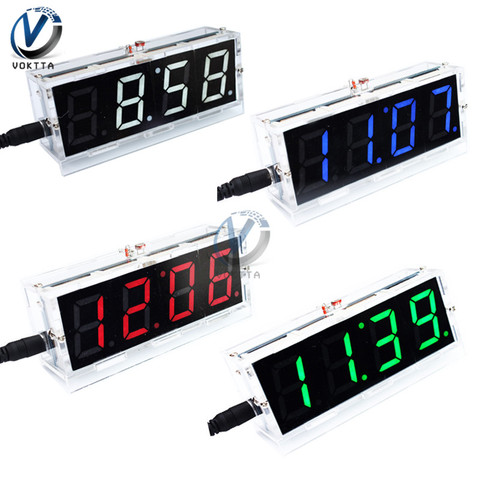 Electronic Clock LED Microcontroller DIY Kit Digital Clock Time Light Control Temperature Thermometer Red/Blue/Green/White ► Photo 1/6