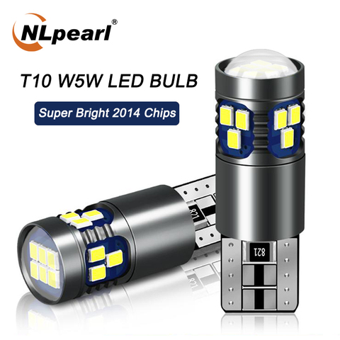 NLpearl 2x Car Signal Lamp T10 W5W Led Canbus Bulbs 18SMD 2014 Chips W5W 168 194 Car Interior Reading Light Wedge Side Lamps 12V ► Photo 1/6