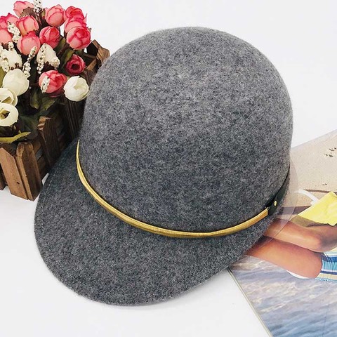 Classical Winter Hats for Women Belt Adorn Ourdoor Warm Wool Visor Hat Newsboy Cabbie Hat Ladies Snow Church Street Cap 55-60cm ► Photo 1/6