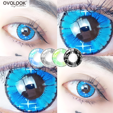 OVOLOOK-1 Pair 2pcs Cosplay Contact Lenses Colored Lenses for Eyes 4 Tone Yearly Use Cosmetic Eye Color Lens ► Photo 1/6