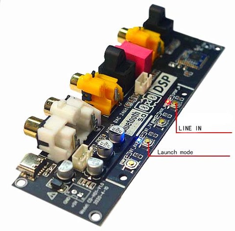 Bluetooth 5.0 audio DAC ADC 24 bit transmit receive converter DSP digital processing optical fiber output coaxial  analog stereo ► Photo 1/5