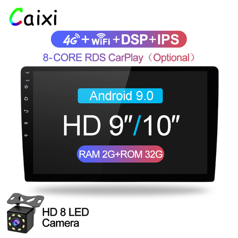 9/10 inch Android 9.0 2 Din Car radio Multimedia Playe Universal auto Stereo  Gps Navigation   Bluetooth Video  Player Rear Cam ► Photo 1/6