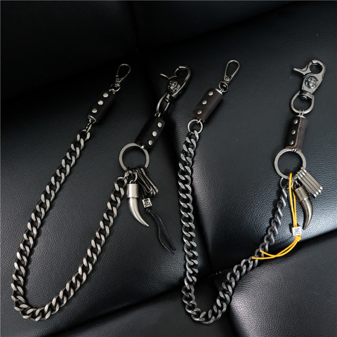 Hip Hop Men's Skeleton Black Gunmetal Wallet Chain Biker Trucker Keychain Punk Wide Heavy Waist Jeans Chain Gift ► Photo 1/6