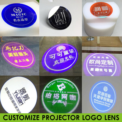 Customized Logo projector glass lens 37mm-27mm diameter Shop Mall KTV Text Pattern Logo Advertising Lighting Gobo Projection ► Photo 1/6