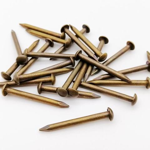 10/100pcs Antique Brass Bronze Dia 1.2 1.5 2 2.8mm Pure Copper Small Mini Round Head Nail for Furniture Hinge Drum Jewelry Box ► Photo 1/6
