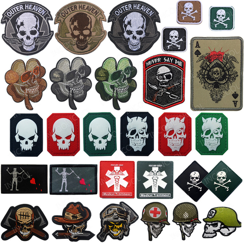 Reflective Skull Tactical Military Embroidered Patches Emblem Rubber Badges Medic Cross Embroidery Patch For Jackets Hat Clothes ► Photo 1/6