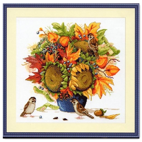 Sunflower vase cross stitch kit flowers 18ct 14ct 11ct white fabric cotton thread embroidery DIY handmade needlework ► Photo 1/1