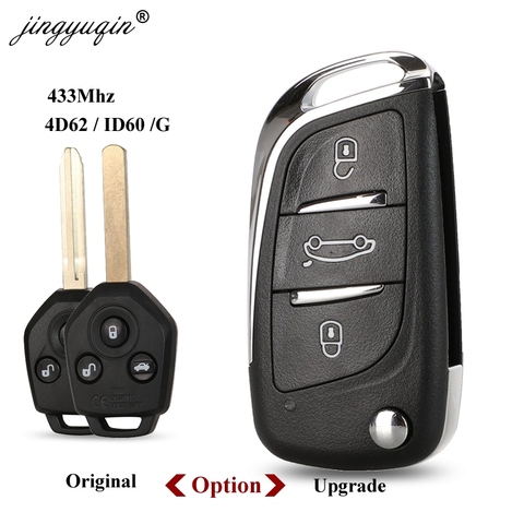 jingyuqin 433MHz 4D62 ID60 G Chip 3 Button Remote key for Subaru Forester OutBack XV Origianl/ Upgraded Flip Folding Key Fob ► Photo 1/5