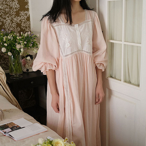 Cotton Nightgown Nightwear Princess Women Vintage Nightgown Summer Autumn ► Photo 1/5