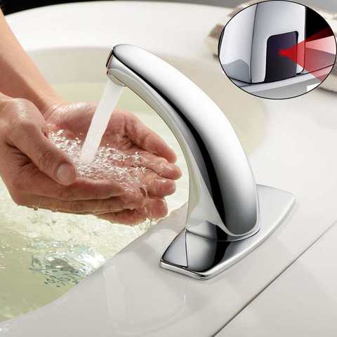 Infrared Bathroom Hands Touchless Free Basin Water Tap Electric Mixers Automatic Sensor Sink Faucet Infrared Basin Faucet ► Photo 1/6