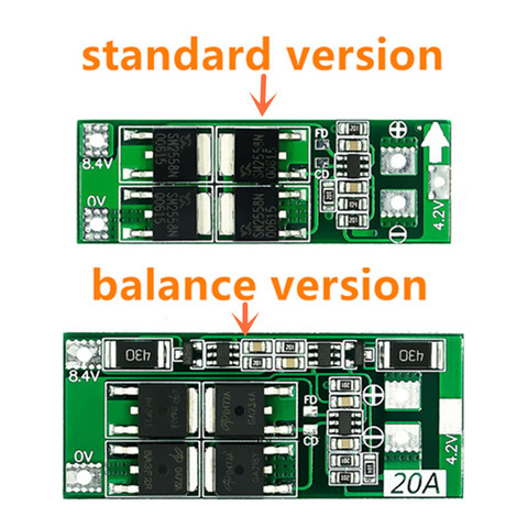 2S 20A 7.4V 8.4V 18650 Lithium battery protection board/BMS board standard/balance ► Photo 1/5