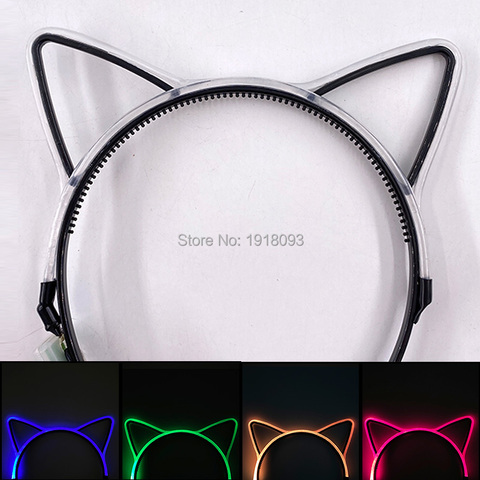 New Style Discolor LED Headband Cute LED Flashing Cat Ear Headwear for Kids Glow Party Rave Costume Decoration ► Photo 1/6