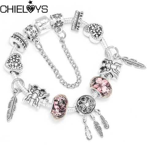 CHIELOYS European Silver Color Charm Bracelet With Snake Chain Brand Bracelet For Kids Women Girls Fashion Jewelry BA276 ► Photo 1/6