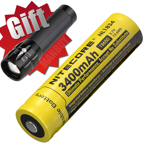 Topsale Original Nitecore NL1834 18650 3400mah 3.7V Li-ion Protected Battery with Button Top for All Type Flashlights 1 Piece ► Photo 1/1
