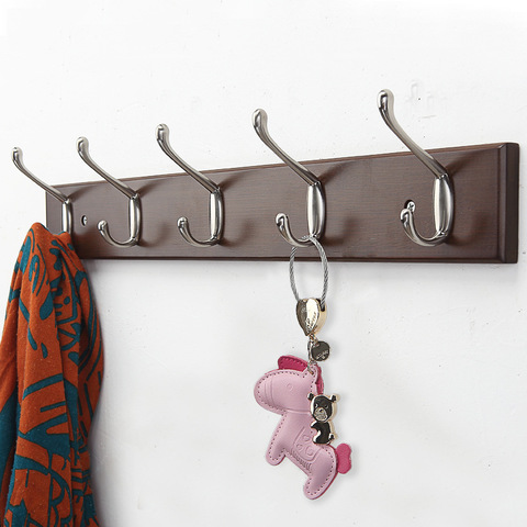 Bamboo European Style coat rack wall mounted coat rack living room clothes hook bathroom metal hooks key rack  wooden coat rack ► Photo 1/5