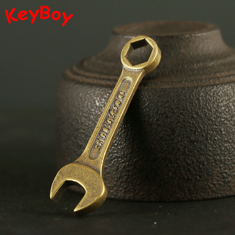 Pure Copper Mini Double Combination Allen Wrench Tool Keychain Pendant Trinket Brass Spanner Hanging Pendants Car Key Chain Ring ► Photo 1/6