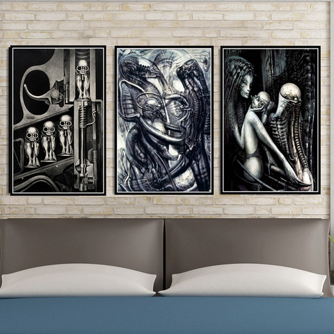 Poster And Prints Hr Giger Li II Alien Horror Artwork Retro Painting Wall Art Canvas Wall Pictures For Living Home Decor картины ► Photo 1/6