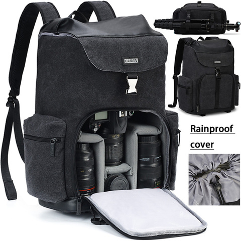 CADeN Camera Backpack Canvas Waterproof Camera Bag Outdoor Wear-Resistant Large Photography Bag  for Nikon Canon Sony DSLR ► Photo 1/6