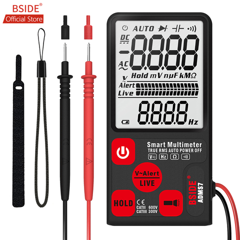 BSIDE ADMS7 Voltage Tester 3.5'' Large LCD Digital Smart Multimeter 3-Line Display TRMS 6000 Counts DMM with Analog Bargraph ► Photo 1/6