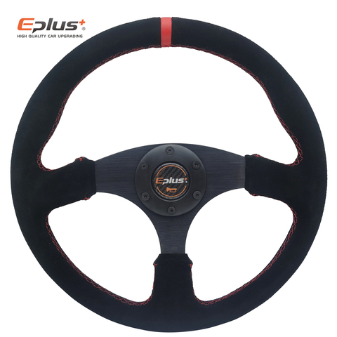 EPLUS Car-Styling Sport Steering Wheel Alcanta PVC Universal 14 Inches350MM Aluminum Retrofit Modified Red YELLOW ► Photo 1/6