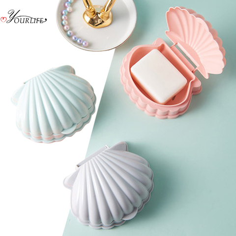 OYOURLIFE Creative Portable Shell Shape Soap Box Bathroom Drain Soap Holder Travel Soap Protect Case Bathroom Accessories ► Photo 1/6