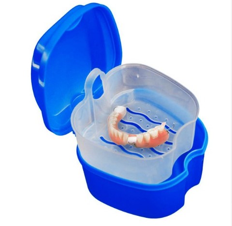 Denture Bath Box Case Dental False Teeth Storage Box with Drainer Container ► Photo 1/3