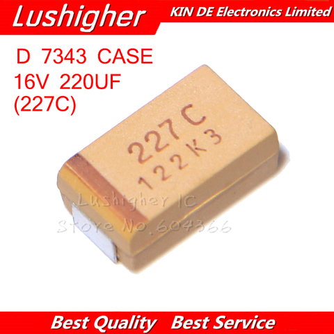 10PCS CASE 7343 D 16V 220UF 227 C 227C SMD TAJD227K016RNJ Tantalum Capacitor ► Photo 1/2