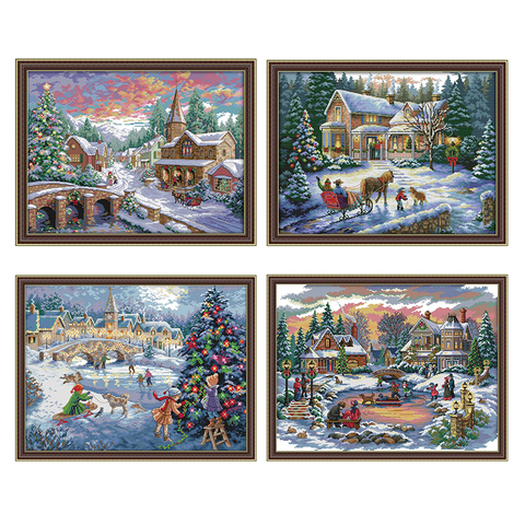 Winter Snow Scene Christmas Series Cross Stitch 11CT 14CT Cross Stitch Kit Embroidery Needlework DIY Christmas Decoration Gift ► Photo 1/6