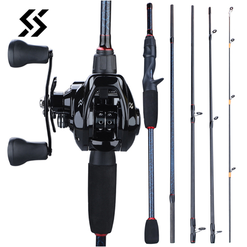 Sougayilang 1.8m- 2.4m Casting Fishing Rod Combo Portable 5 Section  Fishing Rod and 12+1BB 7.0:1 Gear Ratio Baitcasting Reel ► Photo 1/6