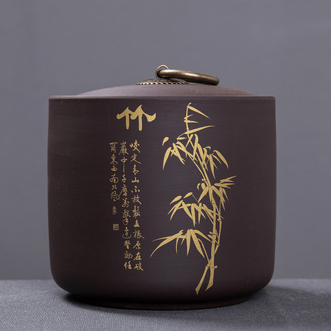 Tea Caddy Ceramics Puer tea Tea Storage Box Tea Jar 9.8*10.2cm Candy Jar Dried Fruit Container Purple Clay Spices Storage Box ► Photo 1/6