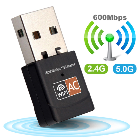 Wireless USB WiFi Adapter 600Mbps wi fi Dongle PC Network Card Dual Band wifi 5 Ghz Adapter Lan USB Ethernet Receiver ► Photo 1/6