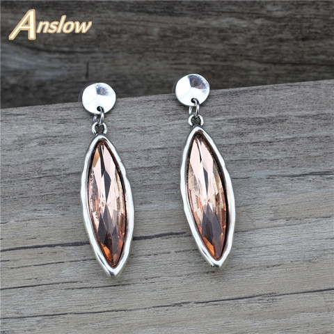 Anslow 2022 Trendy Creative Design Crystal Best Friend Wife Wood Handmade Water Drop Earrings For Women Wedding Party LOW0050E ► Photo 1/1