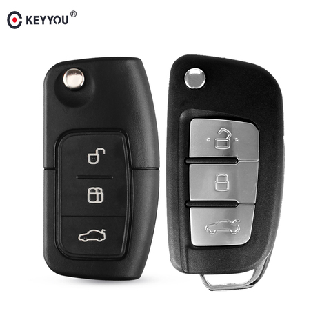 KEYYOU Folding Key Cover Remote Case for Ford Fiesta Focus 2 Ecosport Kuga Escape C Max Ka 3 Buttons Flip Key Fob HU101/FO21 ► Photo 1/6