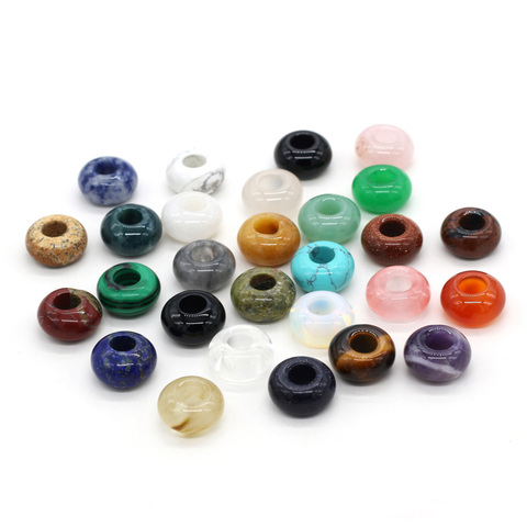 New Natural Stone Loose Beads Abacus Shape Big Hole Charms Loose Beads Size 7x14mm For Jewelry Necklace Making Hole 6mm ► Photo 1/6