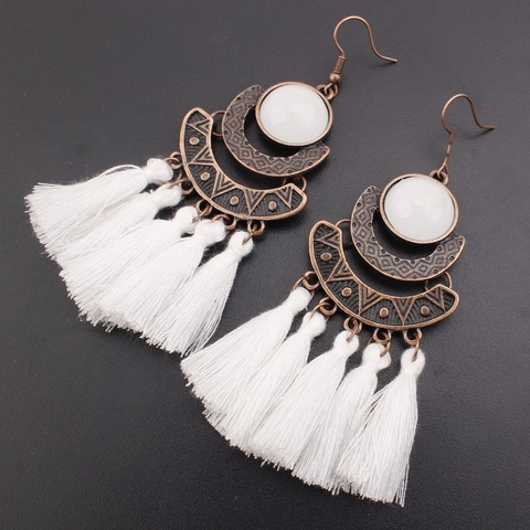 Exknl 25 Colors Tassel Earrings  Women Long Fringe Drop Earrings Statement Bohemian Boho Hanging Dangle Earrings Accessories ► Photo 1/6