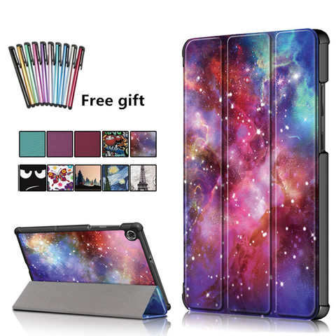 For Lenovo TAB M10 Plus 10.3 TB-X606F 2022 TB-X606 X606 X606F Tablet Case Magnet Printed Folding Stand PU Leather Cover+Stylus ► Photo 1/6