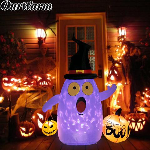 OurWarm 5x4ft Rotating Light Halloween Inflatable Blow Up Ghost Pumpkin Halloween Inflatable Outdoor Holiday Yard Decor ► Photo 1/6