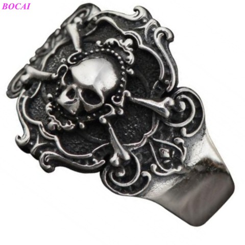 2022 new fashion jewelry S925 silver retro Thai silver index finger ring men's skull Silver Ring for men and women ► Photo 1/1