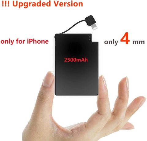 TNTOR New 2500mAh Ultra Slim Power Bank Only 4 mm Built In Cable Portable Mini power bank powerbank charge for iPhone X ,11 ,12 ► Photo 1/6