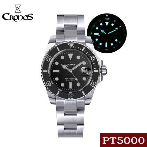Cronos Sub-Diver Luxury Men Watch Stainless Steel PT5000 Bracelet Ceramic Rotating Bezel 200 meters Water Resistant ► Photo 1/6