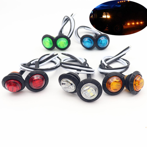 2pcs Waterproof Side Marker Indicators Light LED 12V Bullet Lamp Mini 3/4